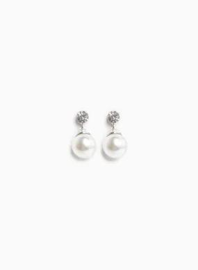 2-Tier Crystal & Pearl Earrings