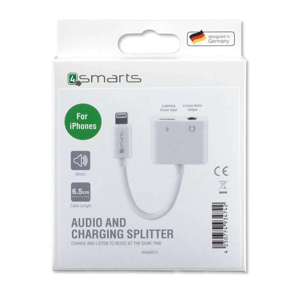 4smarts SoundSplit 6.5 cm Lightning To Lightning 3.5mm Audio Splitter - Hvid