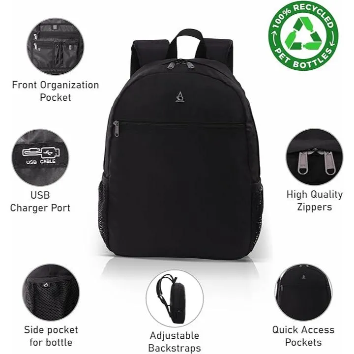 Aerolite 40x30x10 Lufthansa Maximum Size Backpack Recycled Eco-Friendly Shower-Resistant Cabin Luggage Travel Approved For British Airways, easyJet Swiss and Austrian Airlines with 10 Year Warranty