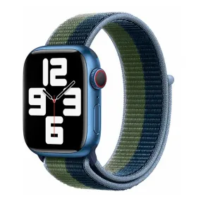 Apple Watch (38/40/SE/41MM) Lippa Nylon Rem - Grøn / Blå