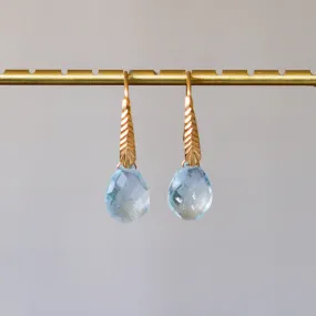 Aquamarine Herringbone Gemstone Drop Earrings in Vermeil