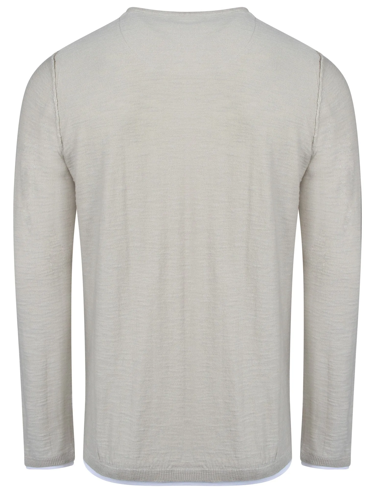 Ashcroft Y Neck Mock T-Shirt Insert Jumper In Stone - Dissident