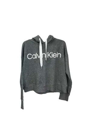 Athletic Sweatshirt Hoodie By Calvin Klein Performance In Grey, Size: M