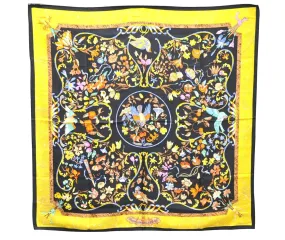 Auth HERMES Carre 90 Scarf "PIERRES d'ORIENT et d'OCCIDENT" Silk Black 1296D