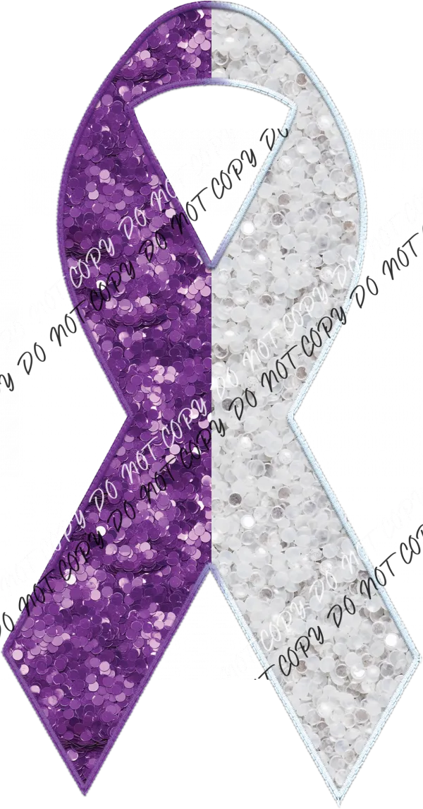 Awareness Ribbon faux sequin and faux embroidery DTF Transfer (See Color Options)