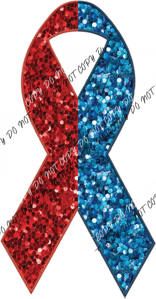 Awareness Ribbon faux sequin and faux embroidery DTF Transfer (See Color Options)