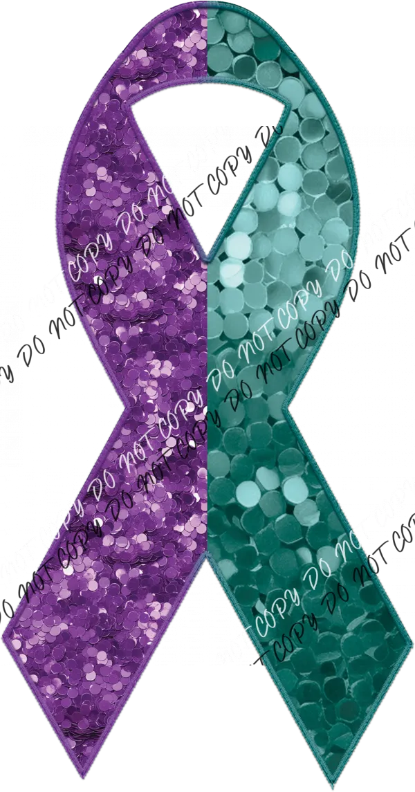 Awareness Ribbon faux sequin and faux embroidery DTF Transfer (See Color Options)