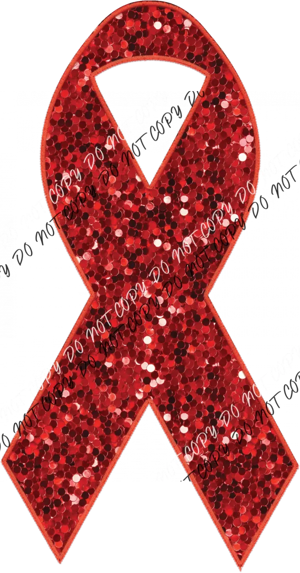 Awareness Ribbon faux sequin and faux embroidery DTF Transfer (See Color Options)