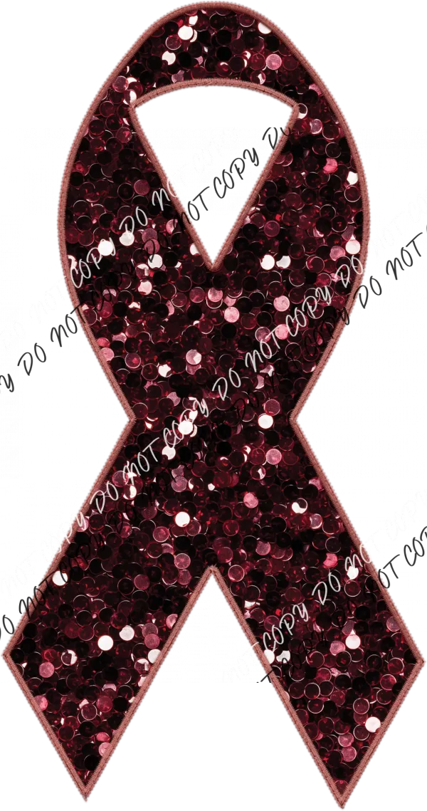 Awareness Ribbon faux sequin and faux embroidery DTF Transfer (See Color Options)