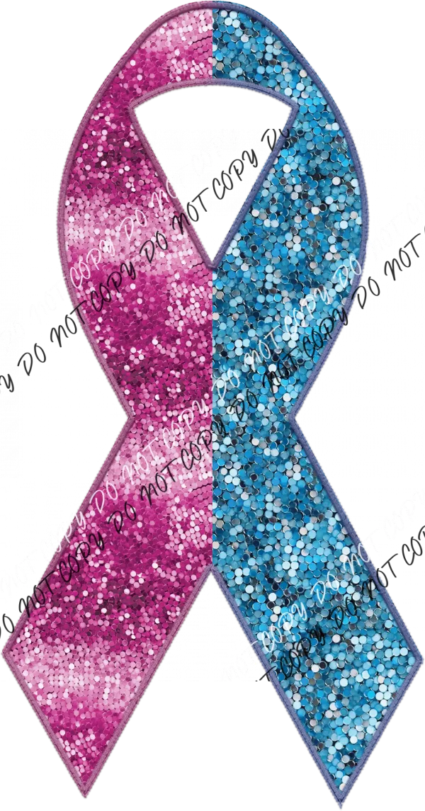 Awareness Ribbon faux sequin and faux embroidery DTF Transfer (See Color Options)