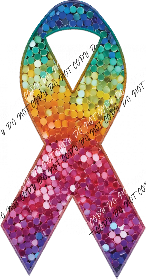 Awareness Ribbon faux sequin and faux embroidery DTF Transfer (See Color Options)