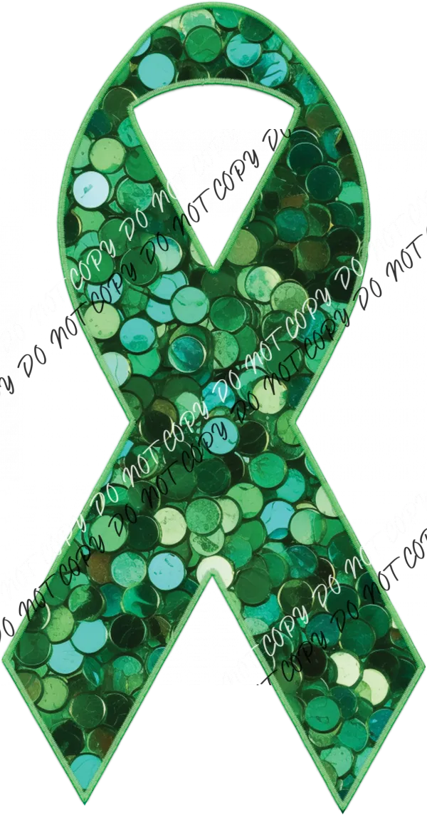 Awareness Ribbon faux sequin and faux embroidery DTF Transfer (See Color Options)