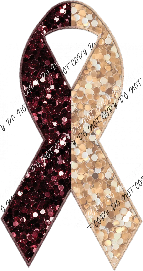 Awareness Ribbon faux sequin and faux embroidery DTF Transfer (See Color Options)