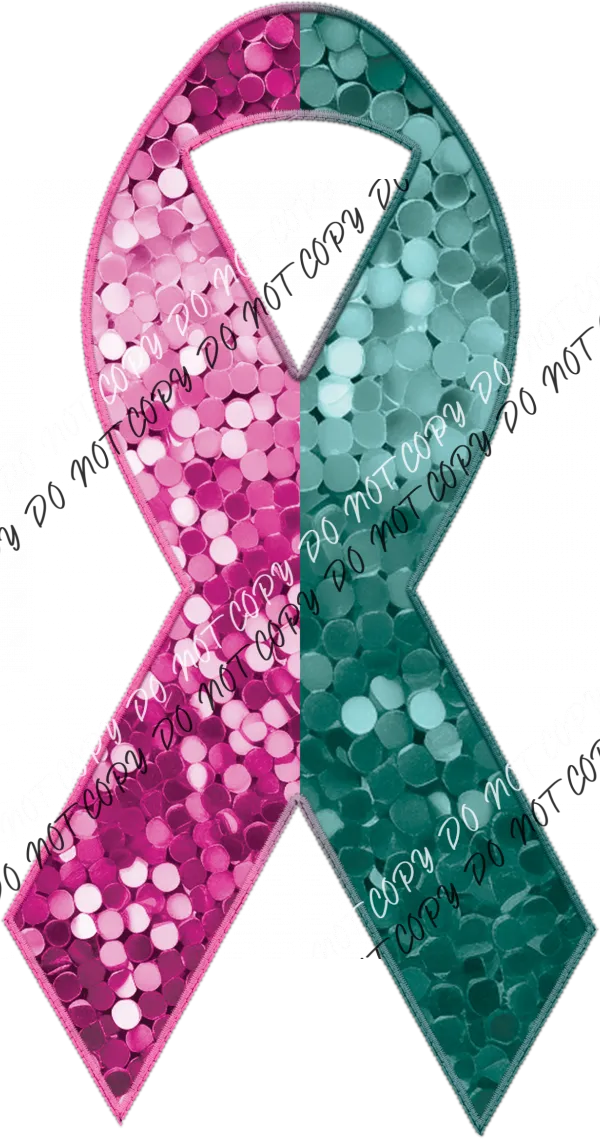 Awareness Ribbon faux sequin and faux embroidery DTF Transfer (See Color Options)