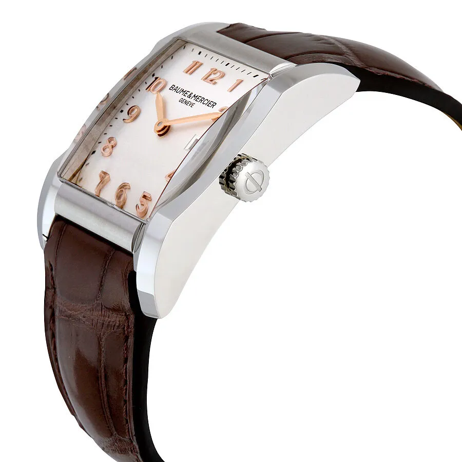 Baume and Mercier Hampton Silver Dial Brown Leather Ladies Watch 10018