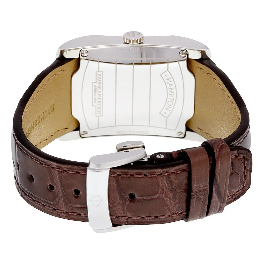 Baume and Mercier Hampton Silver Dial Brown Leather Ladies Watch 10018