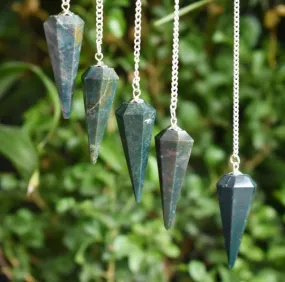 Bloodstone Faceted Hexagon Pendulum, Crystal Pendulum