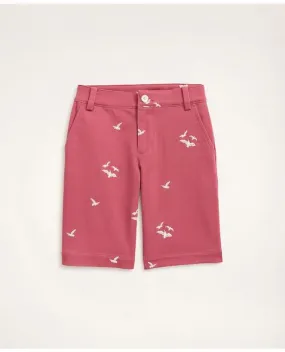 Brooks Brothers Boys Stretch Cotton Seagull Embroidered Chino Shorts Red