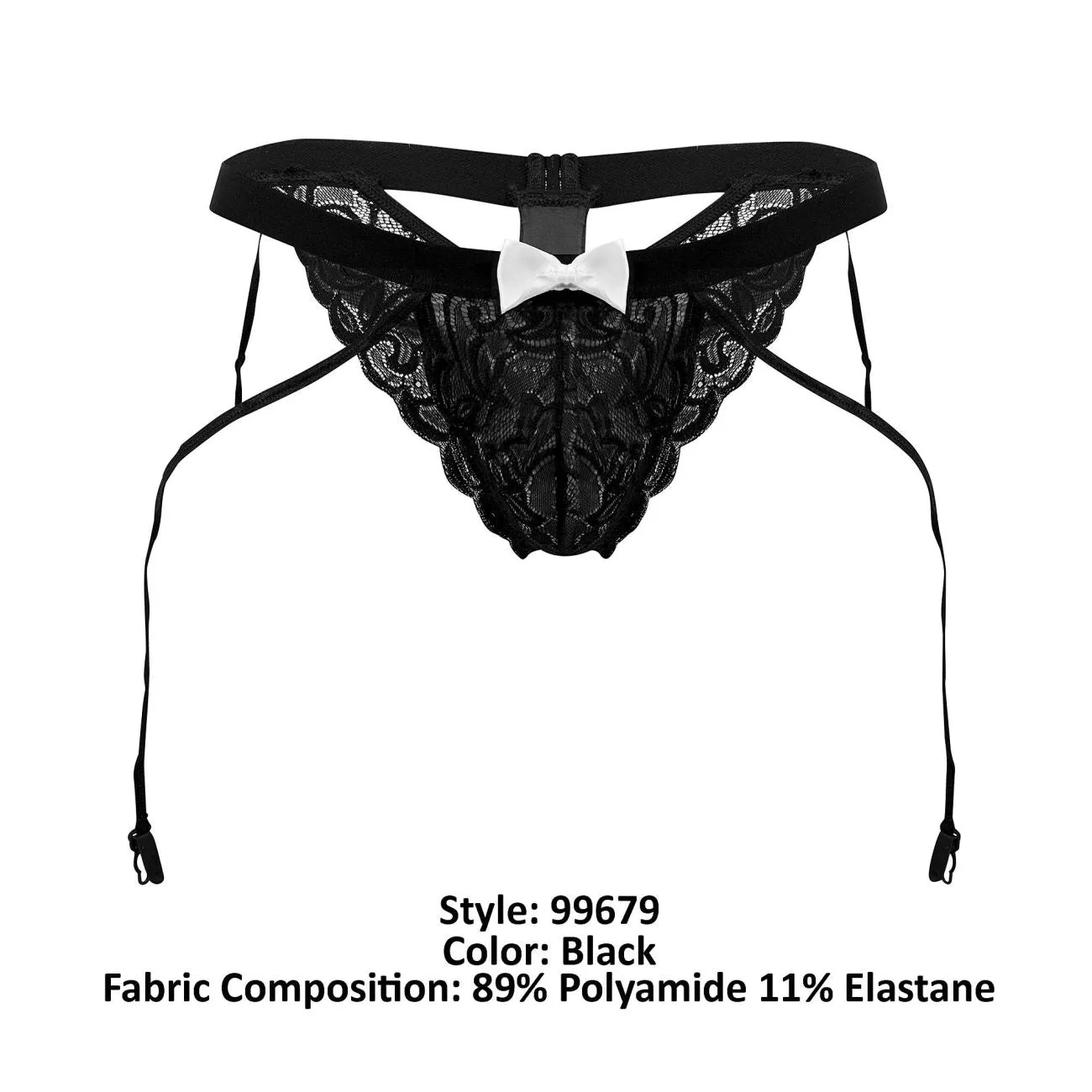 CandyMan 99679 Lace Garter Briefs Color Black