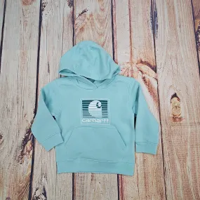 CARHARTT GIRLS LONG SLEEVE GRAPHIC HOODED SWEATSHIRT PASTEL TURQUOISE A180