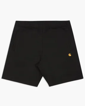 Carhartt WIP Chase Sweat Shorts - Black / Gold