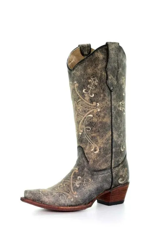 Circle G Brown Crackle Bone Embroidered Ladies' Boot