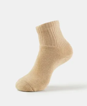 Compact Cotton Terry Ankle Length Socks With StayFresh Treatment - Khaki