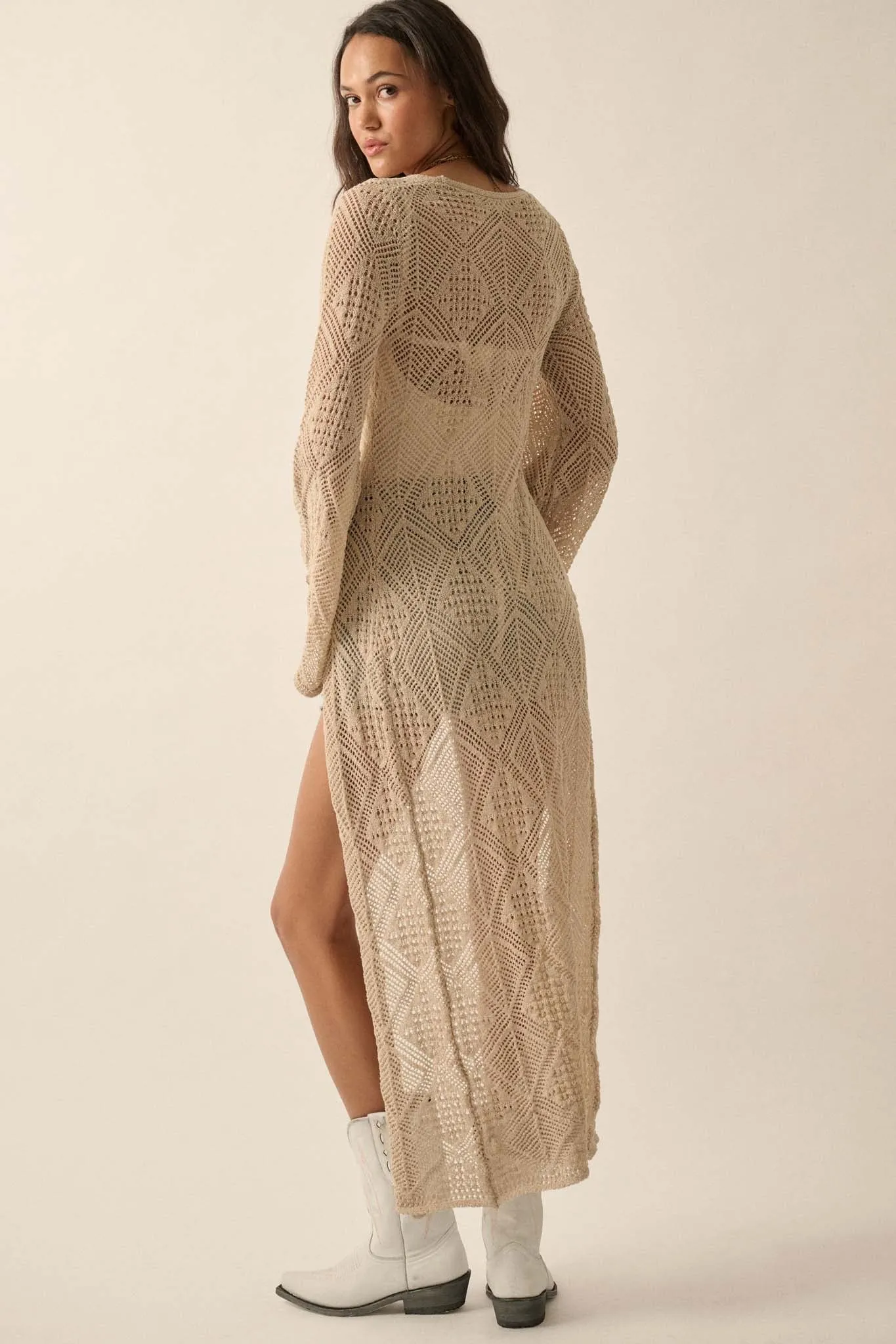 Diamond Days Geometric Crochet Duster Cardigan