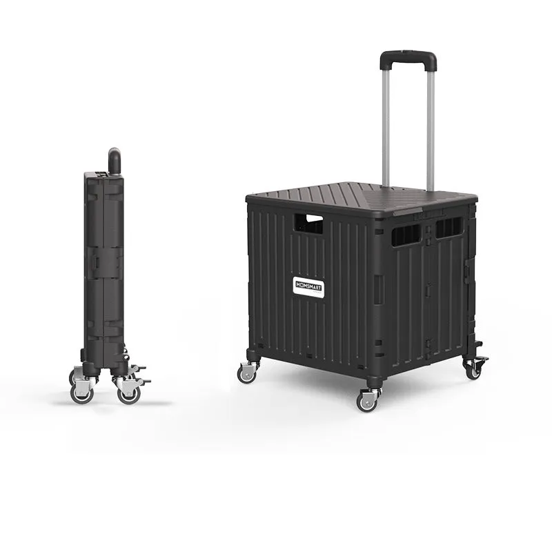 Foldable Utility Cart Rolling Crate with Lid