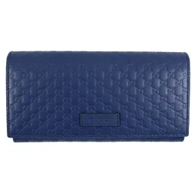 Gucci Large Leather Wallet Blue GG Design - Genuine Women Collection