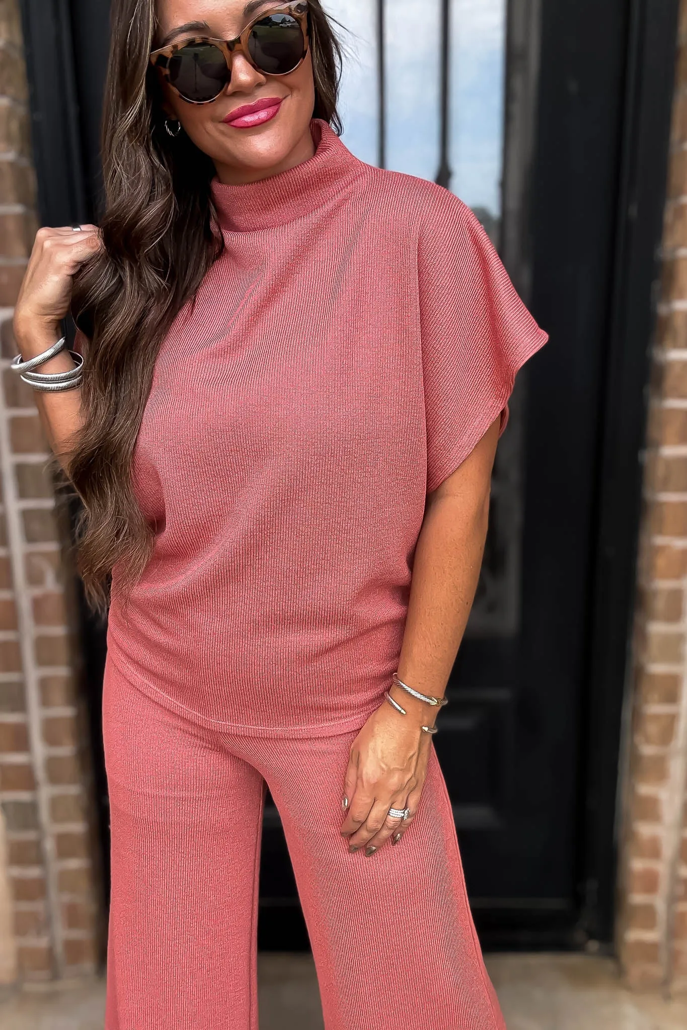 Here For It Salmon Dolman Sleeve Top