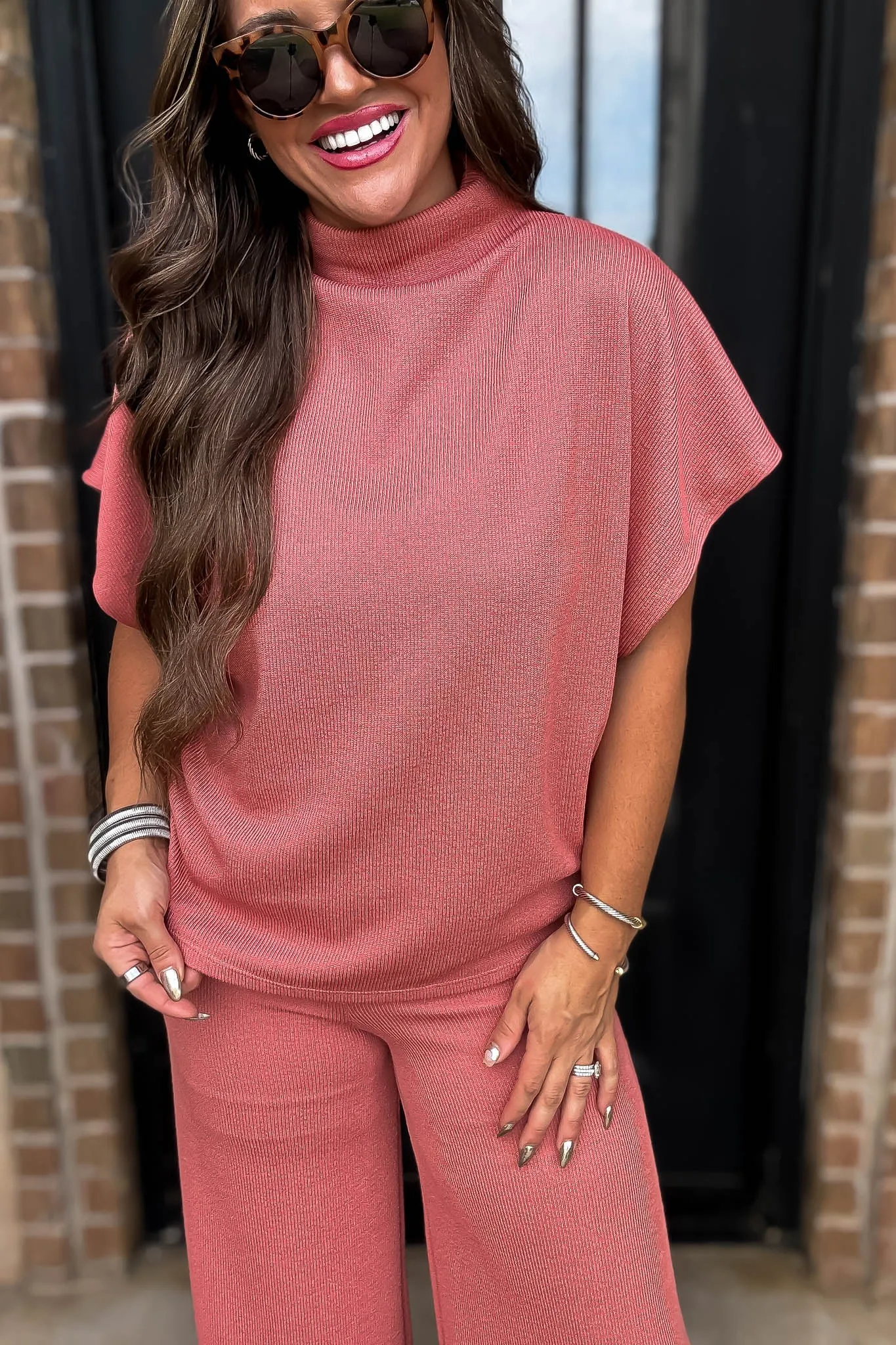 Here For It Salmon Dolman Sleeve Top