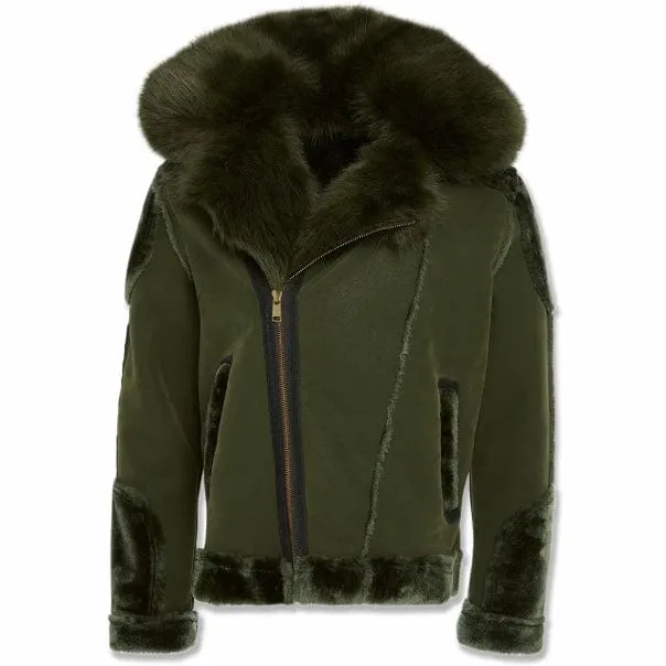 Jordan Craig El Jefe Shearling Moto Jacket (Military Green) - 91625