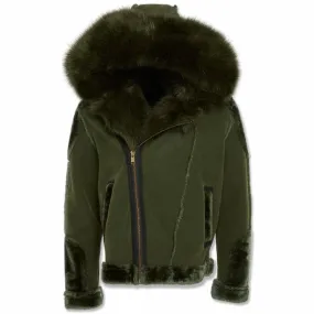 Jordan Craig El Jefe Shearling Moto Jacket (Military Green) - 91625