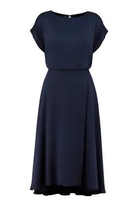 LEIBNITZIA NAVY BLUE SILK DRESS WITH THE BELT