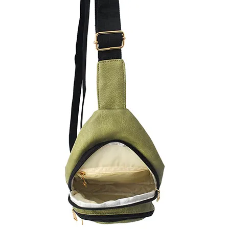 Lime Faux Leather Fashion Sling Bag