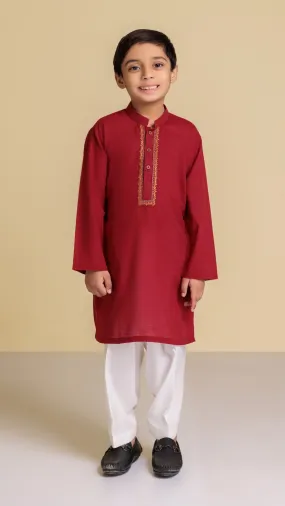 MAR00N-KURTA SHALWAR-2 PIECE (BKSS-020) B9