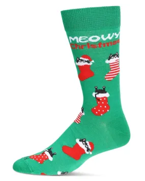 Meowy Christmas Holiday Socks - Men's