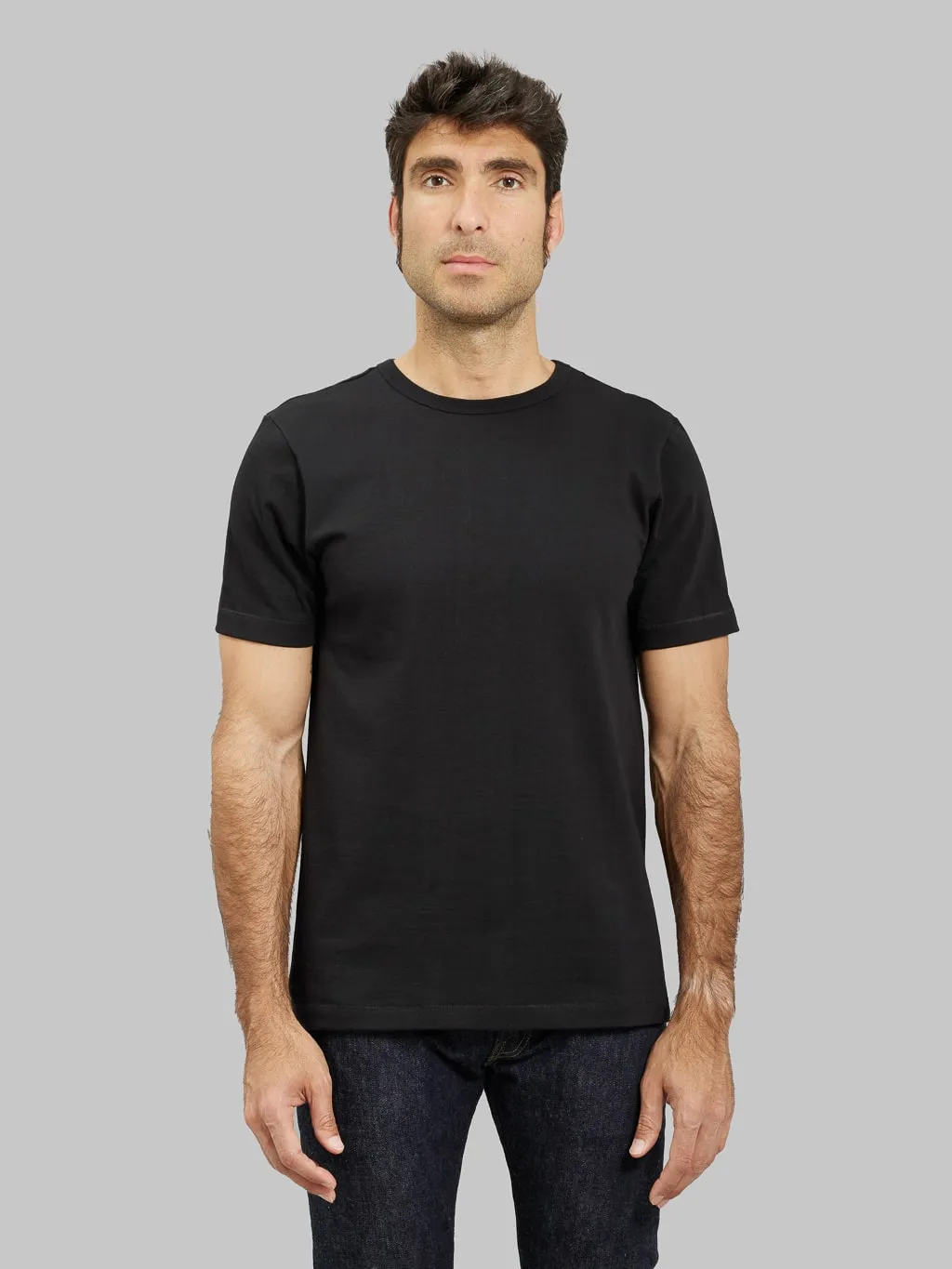 Merz b. Schwanen 215 2-Thread Heavyweight 8.6oz Crewneck Loopwheeled Classic Fit T-Shirt Deep Black