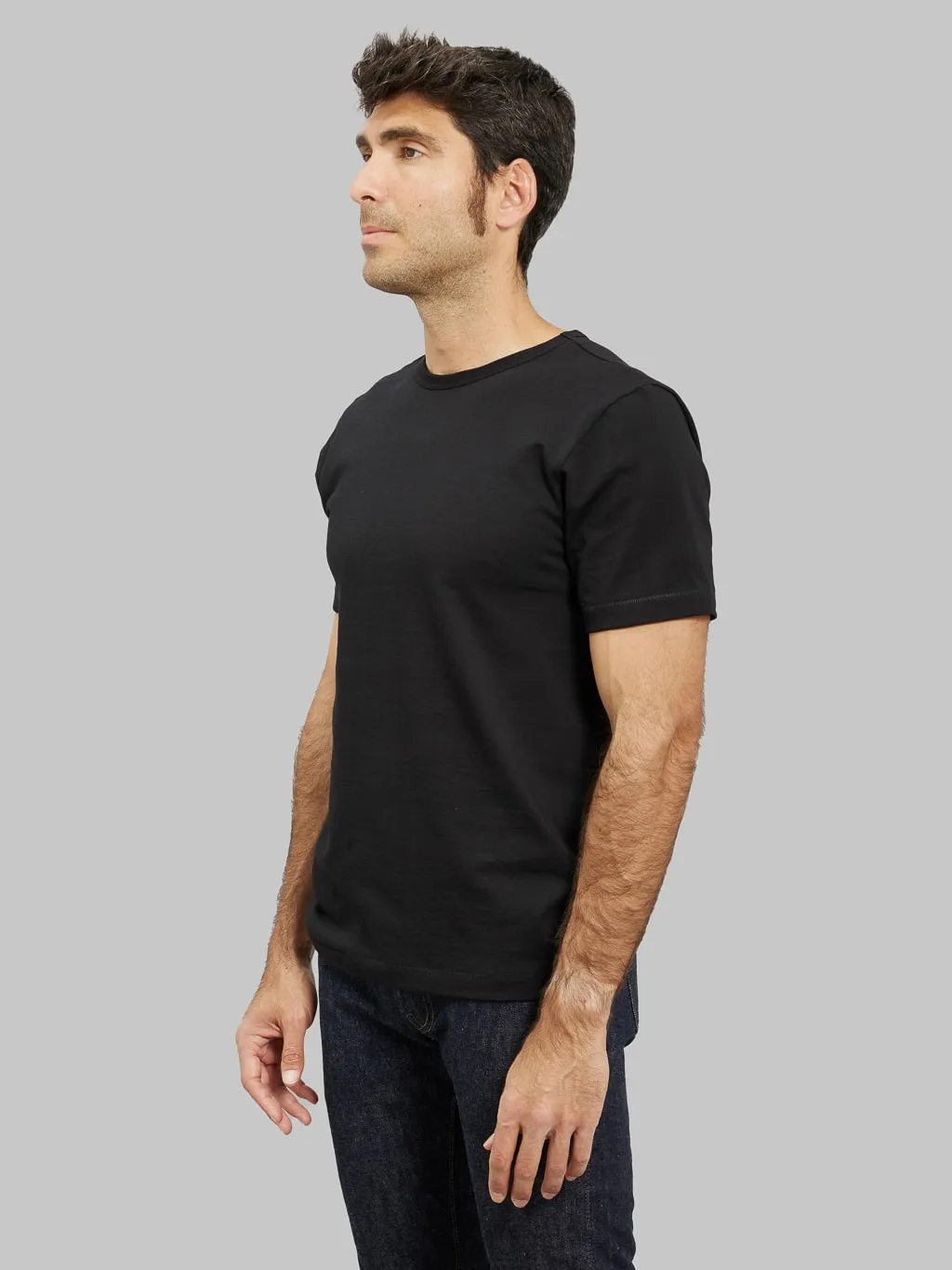 Merz b. Schwanen 215 2-Thread Heavyweight 8.6oz Crewneck Loopwheeled Classic Fit T-Shirt Deep Black