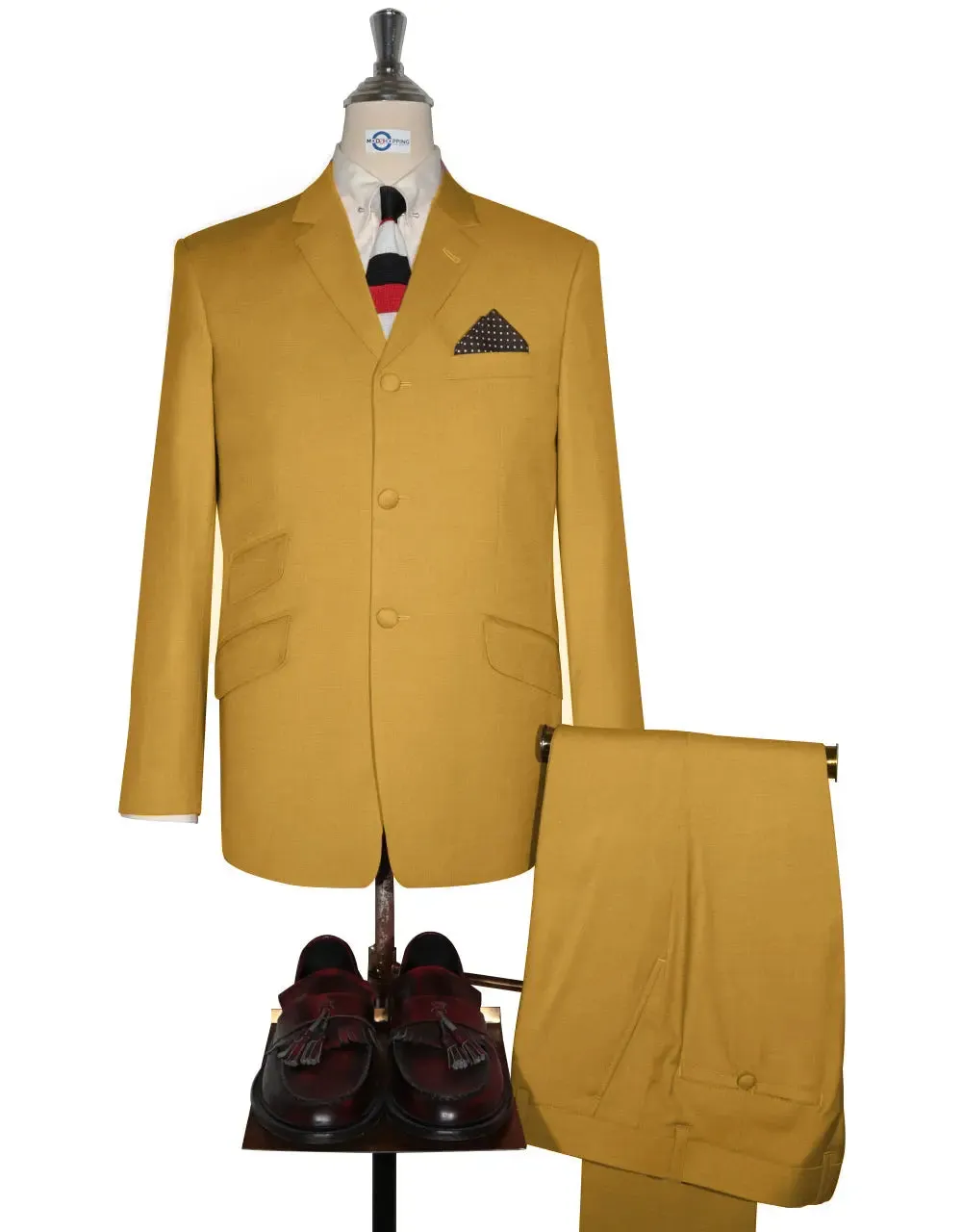 Mod Suit - 60s Vintage Style Mustard Yellow Suit