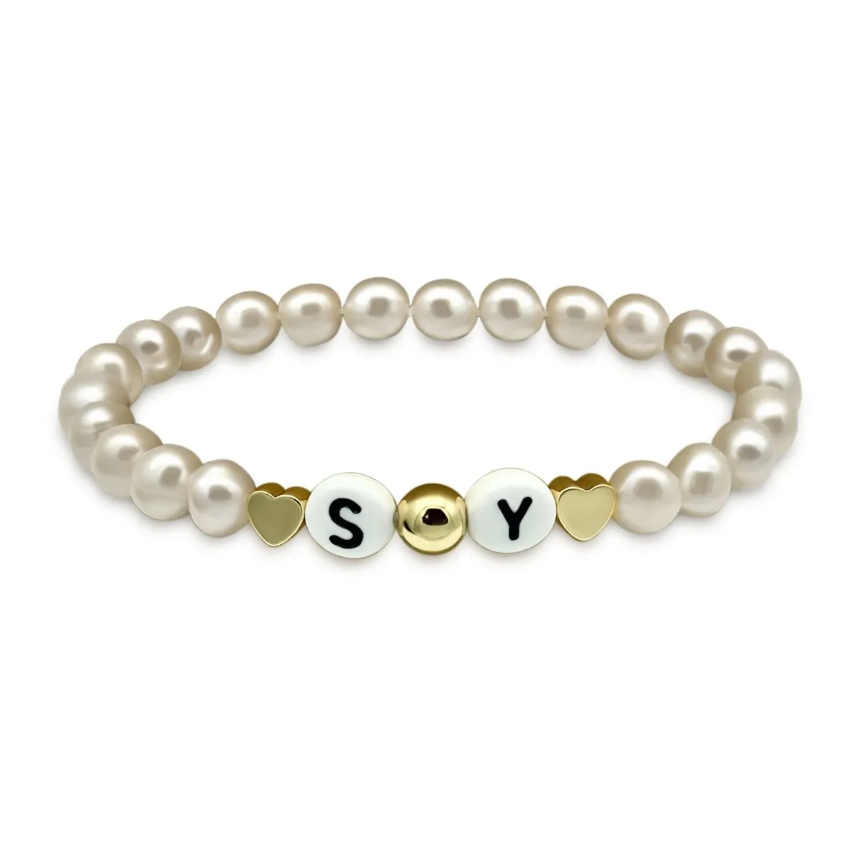 Natural Stone Bracelet with Letter Beads