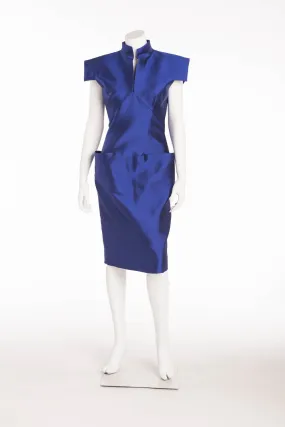 Original Alexander McQueen - NWT Cobalt Royal Blue Short Sleeve Dress with Pockets - IT 42