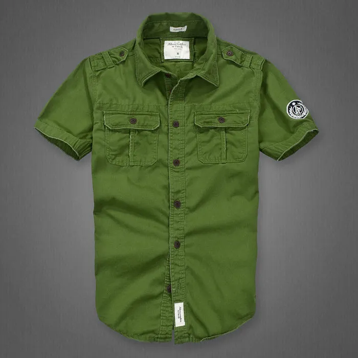 Outdoor Camouflage Loose Short Sleeve Men Cargo Shirt