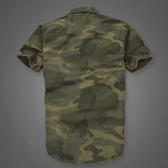 Outdoor Camouflage Loose Short Sleeve Men Cargo Shirt