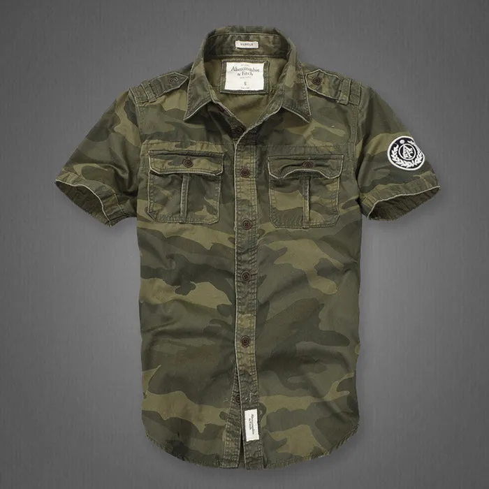 Outdoor Camouflage Loose Short Sleeve Men Cargo Shirt