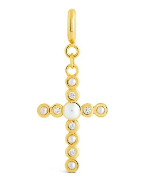 Pearl & CZ Cross Charm