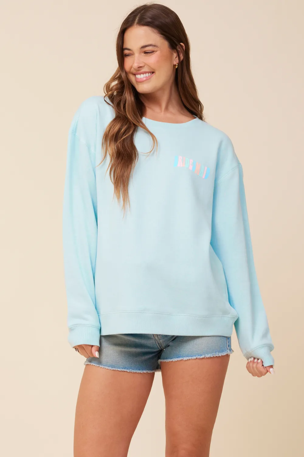 "Bridesmaid" Sea Blue Surf Wash Crewneck Sweatshirt