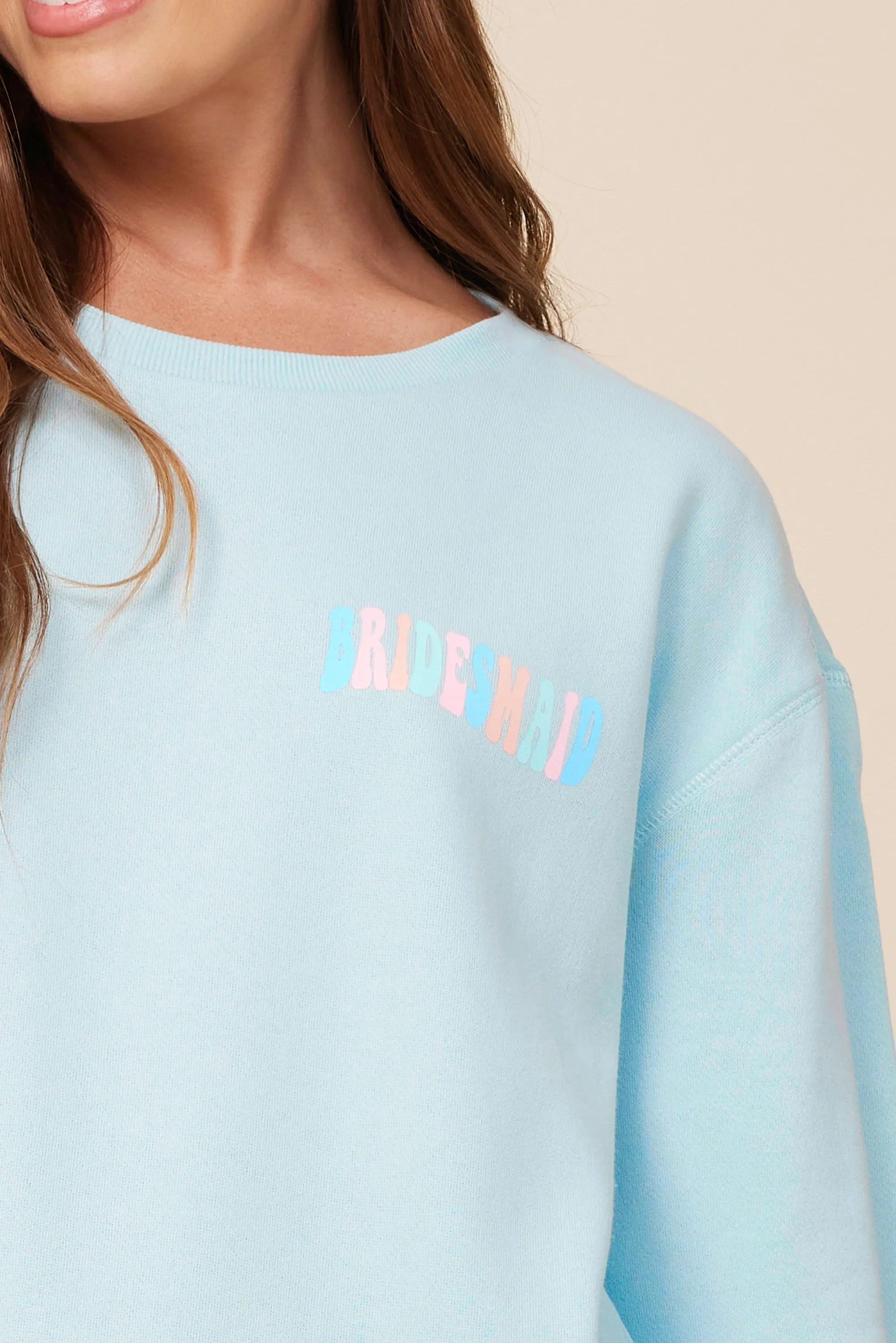 "Bridesmaid" Sea Blue Surf Wash Crewneck Sweatshirt