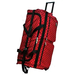 "E-Z Roll" 30" Fashionable Polka Dots Rolling Duffel Bag with 3 Colors (Red/Black Dots)